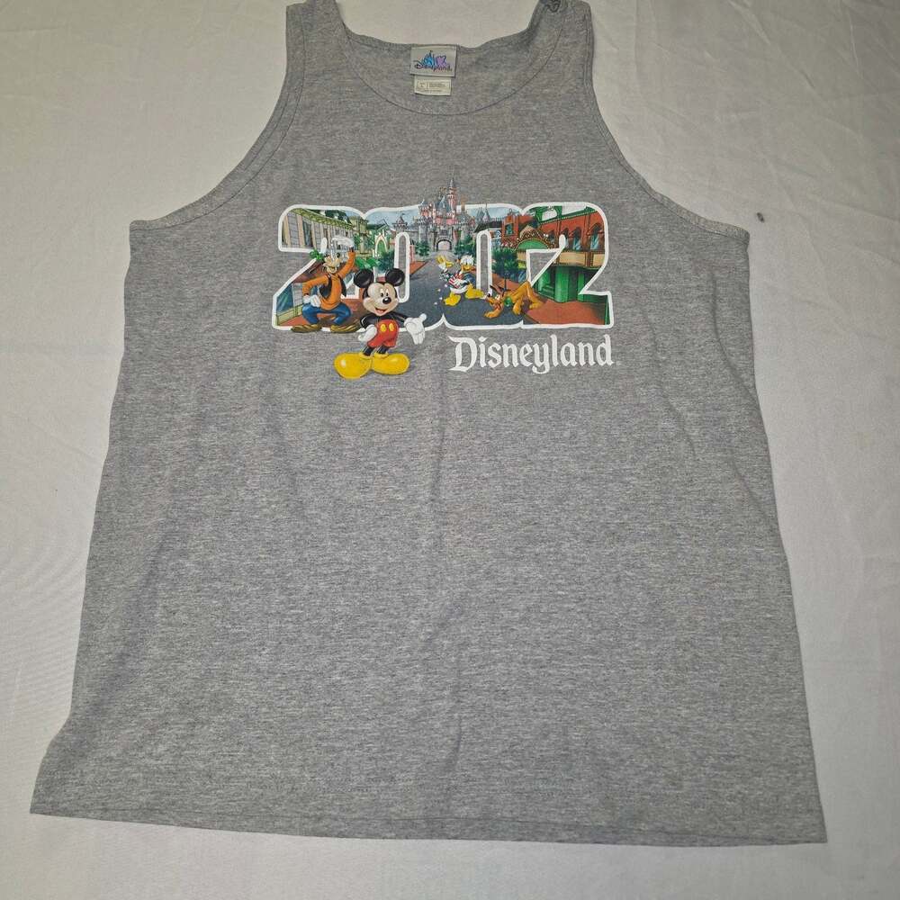 Vintage Disneyland Resort 2002 Graphic Tank Top Grey Size L Mickey Goofy Pluto